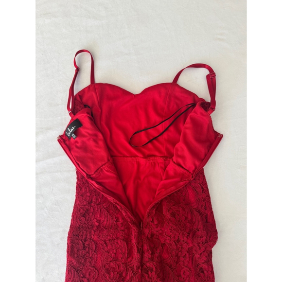 Women's Lulus Red Midi Lace formal Bodycon Dress size EXTRA SMALL - Picture 8 of 9